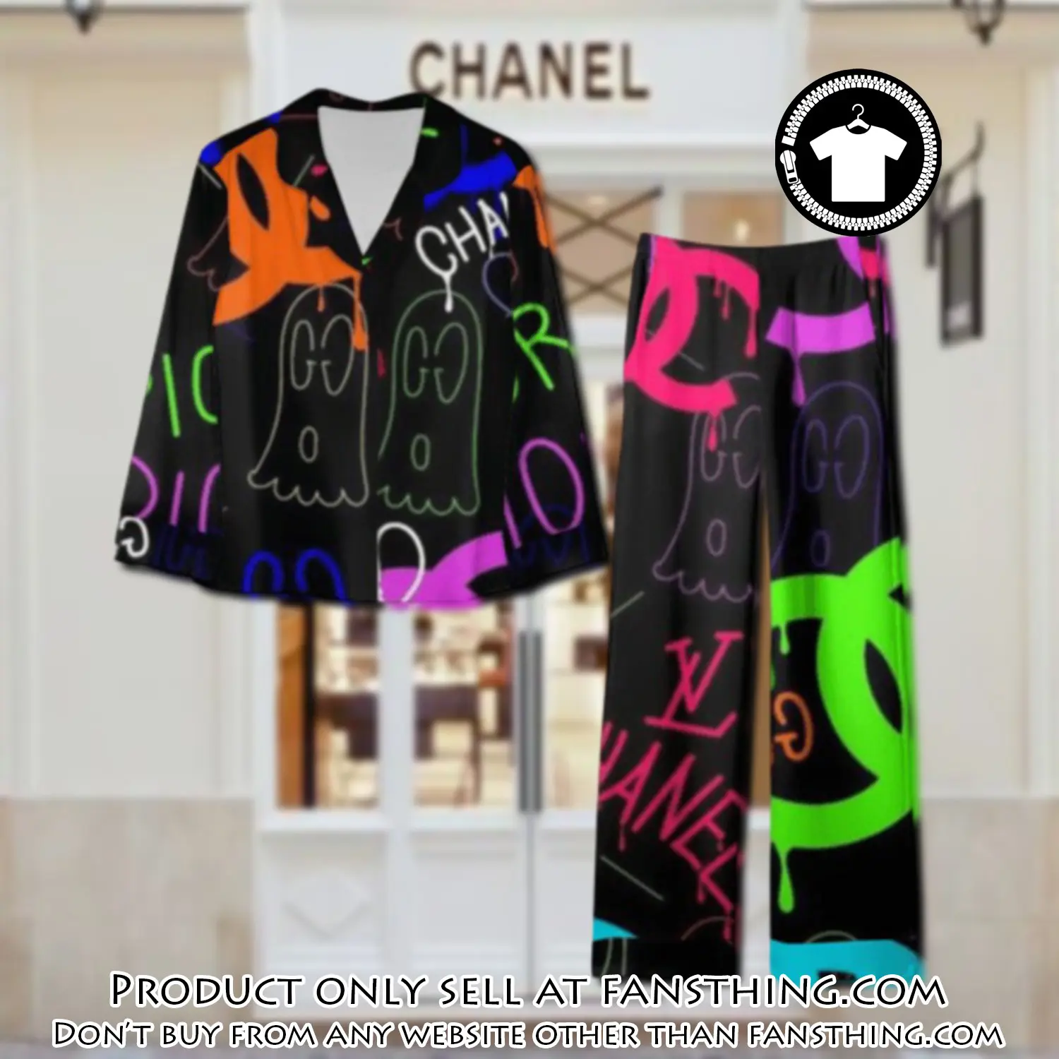 Trending luxury chanel satin pajama set pjs1043 fst0732782